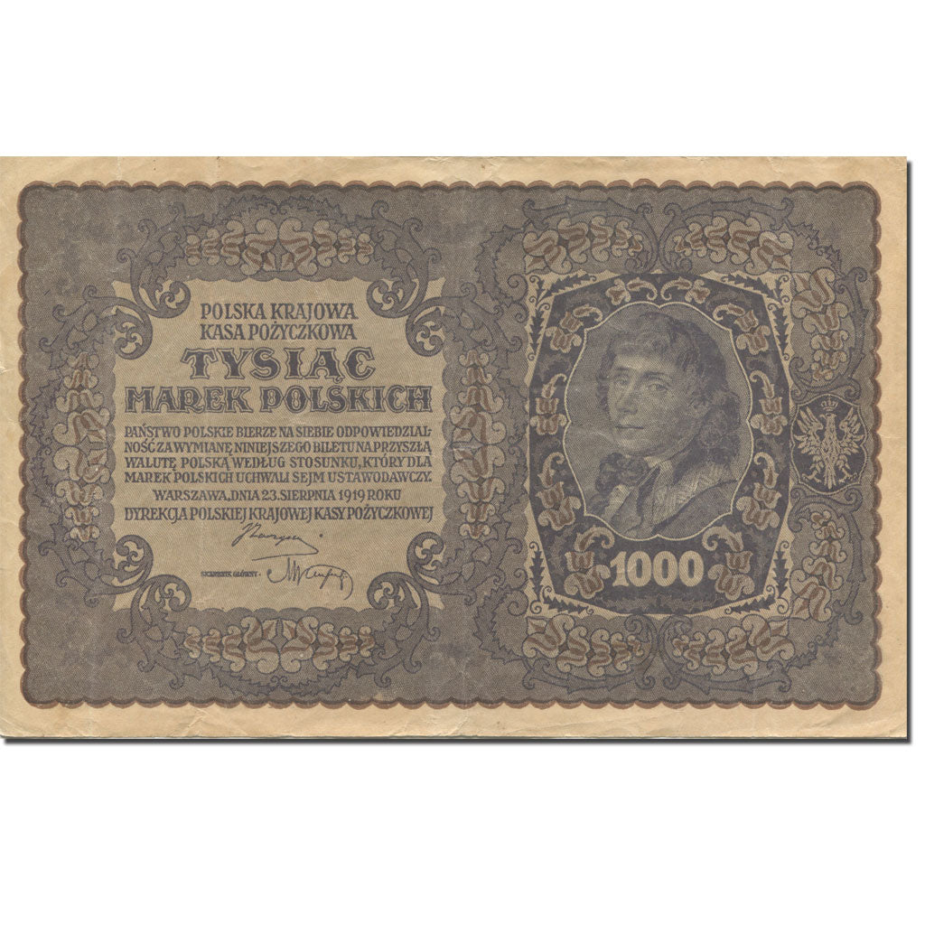 Banknote, Poland, 1000 Marek, 1919, 1919-08-23, KM:29, AU(55-58)