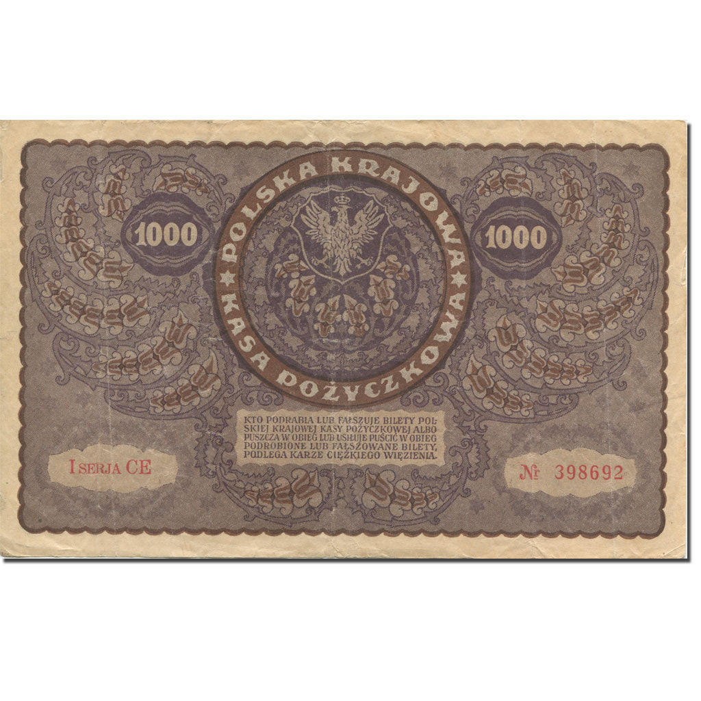 Banknote, Poland, 1000 Marek, 1919, 1919-08-23, KM:29, AU(55-58)