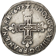 Francia, Louis XIV, 1/4 Écu, frappé au marteau, 1/4 Ecu, 1648, Bayonne, BB,...