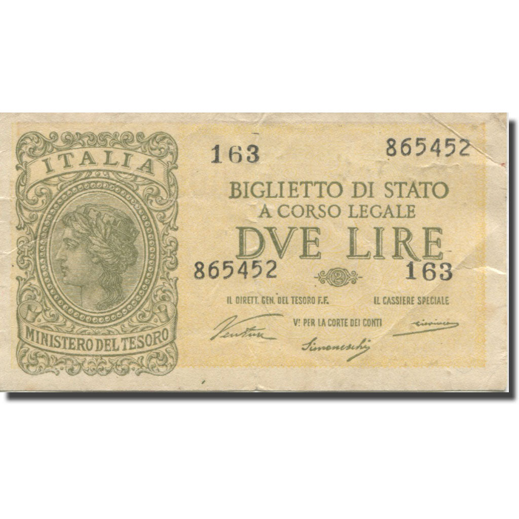 Banknote, Italy, 2 Lire, 1944, 1944-11-23, KM:30a, EF(40-45)