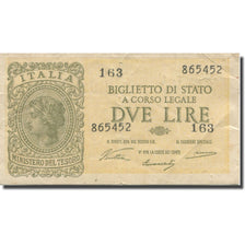 Banknot, Włochy, 2 Lire, 1944, 1944-11-23, KM:30a, EF(40-45)