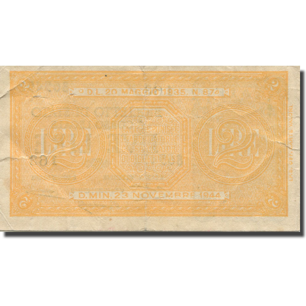 Banknote, Italy, 2 Lire, 1944, 1944-11-23, KM:30a, EF(40-45)
