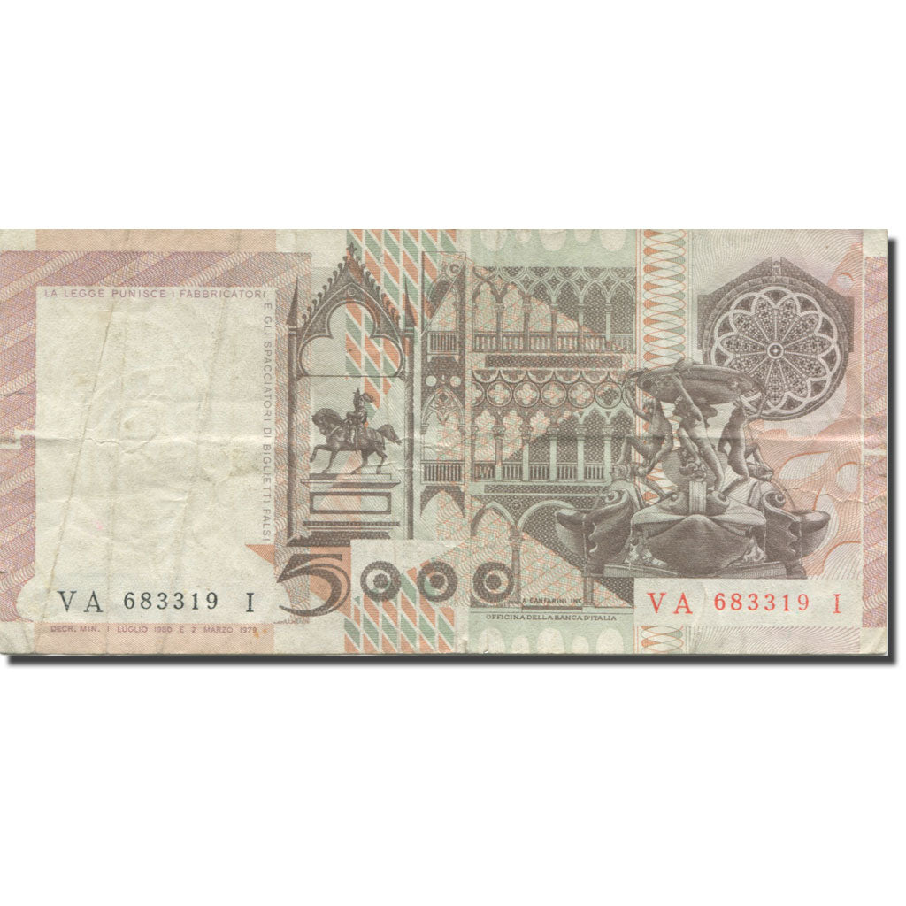 Banknote, Italy, 5000 Lire, 1980, 1980-07-01, KM:105b, EF(40-45)