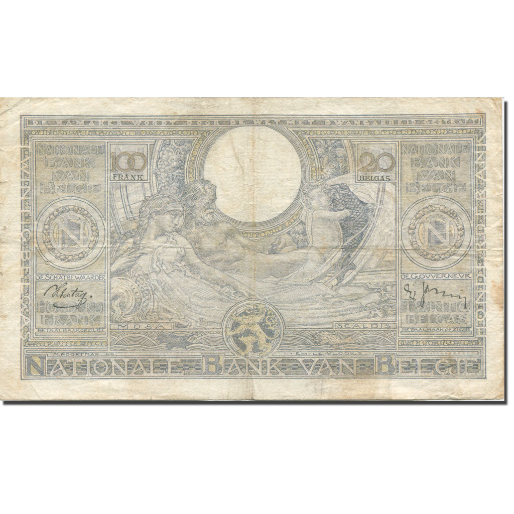 Banknote, Belgium, 100 Francs-20 Belgas, 1939, 1939-06-08, KM:107, EF(40-45)