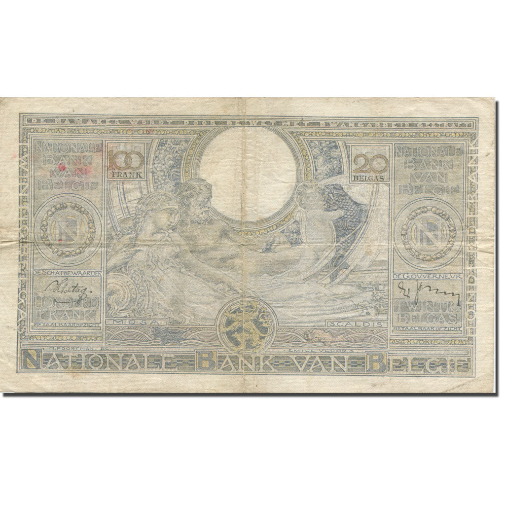 Billet, Belgique, 100 Francs-20 Belgas, 1939, 1939-07-25, KM:107, TTB