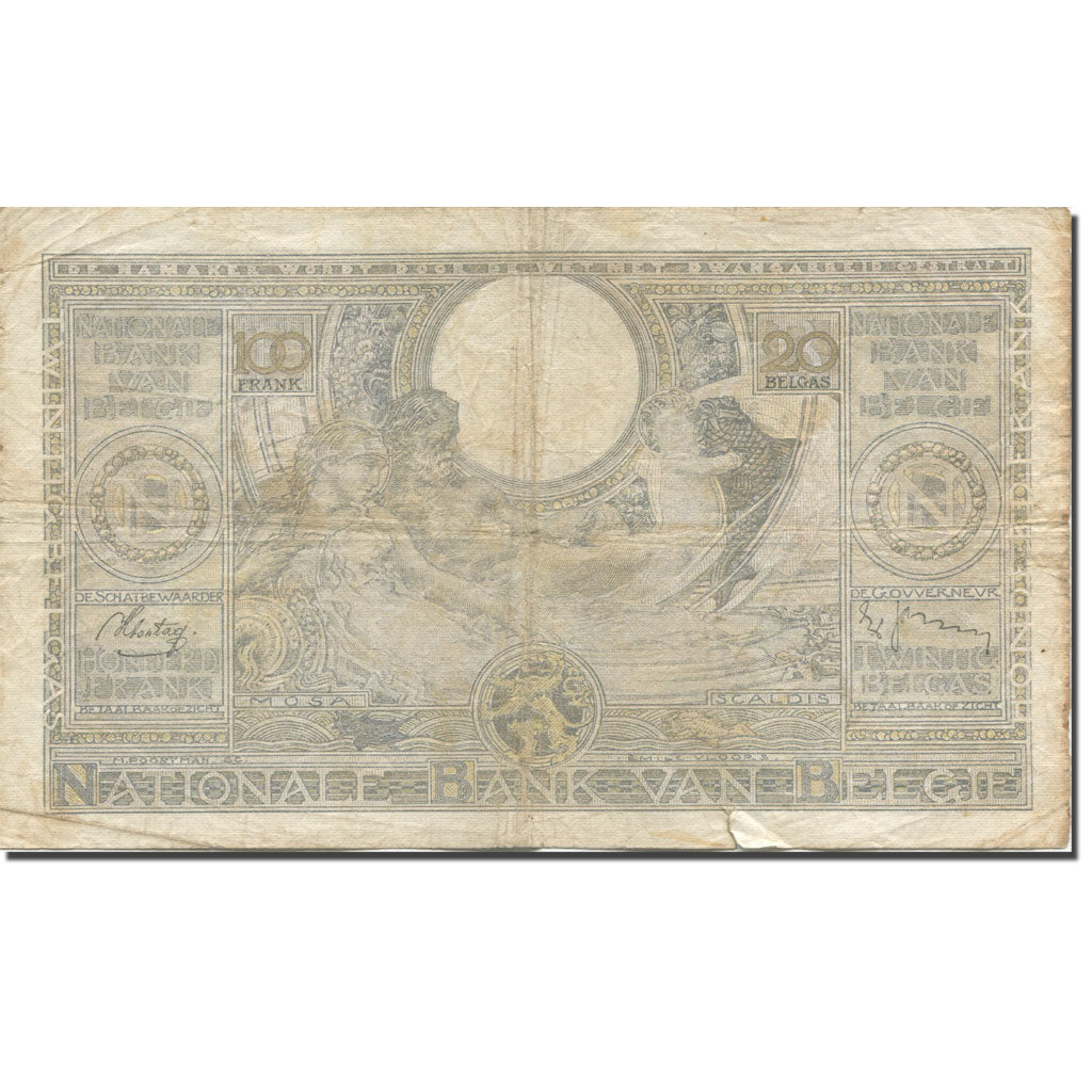 Banknote, Belgium, 100 Francs-20 Belgas, 1939, 1939-02-01, KM:107, VF(30-35)