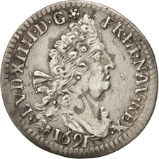 FRANCE, 4 Sols aux 2 L, 4 Sols 2 Deniers, 1691, Rennes, KM #281.20, AU(50-53),..