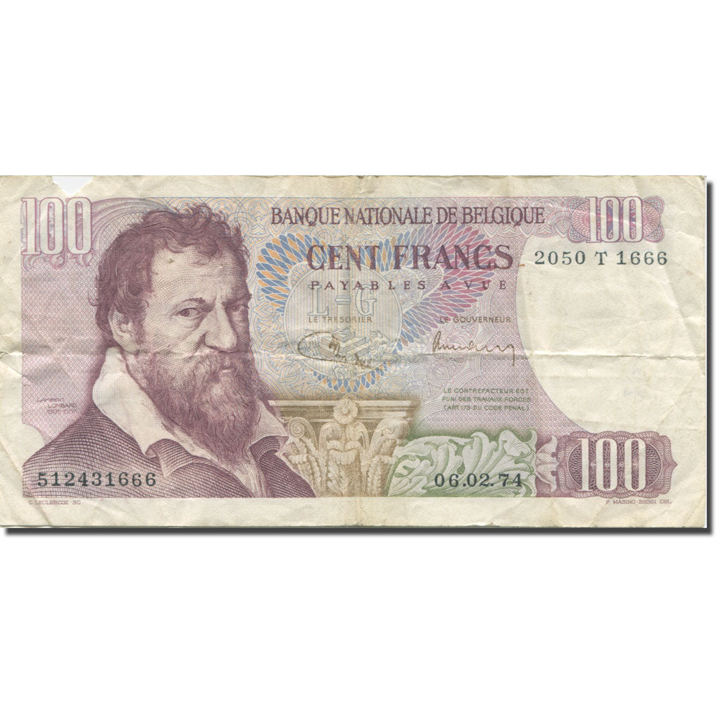 Banknote, Belgium, 100 Francs, 1974, 1974-02-06, KM:134b, EF(40-45)