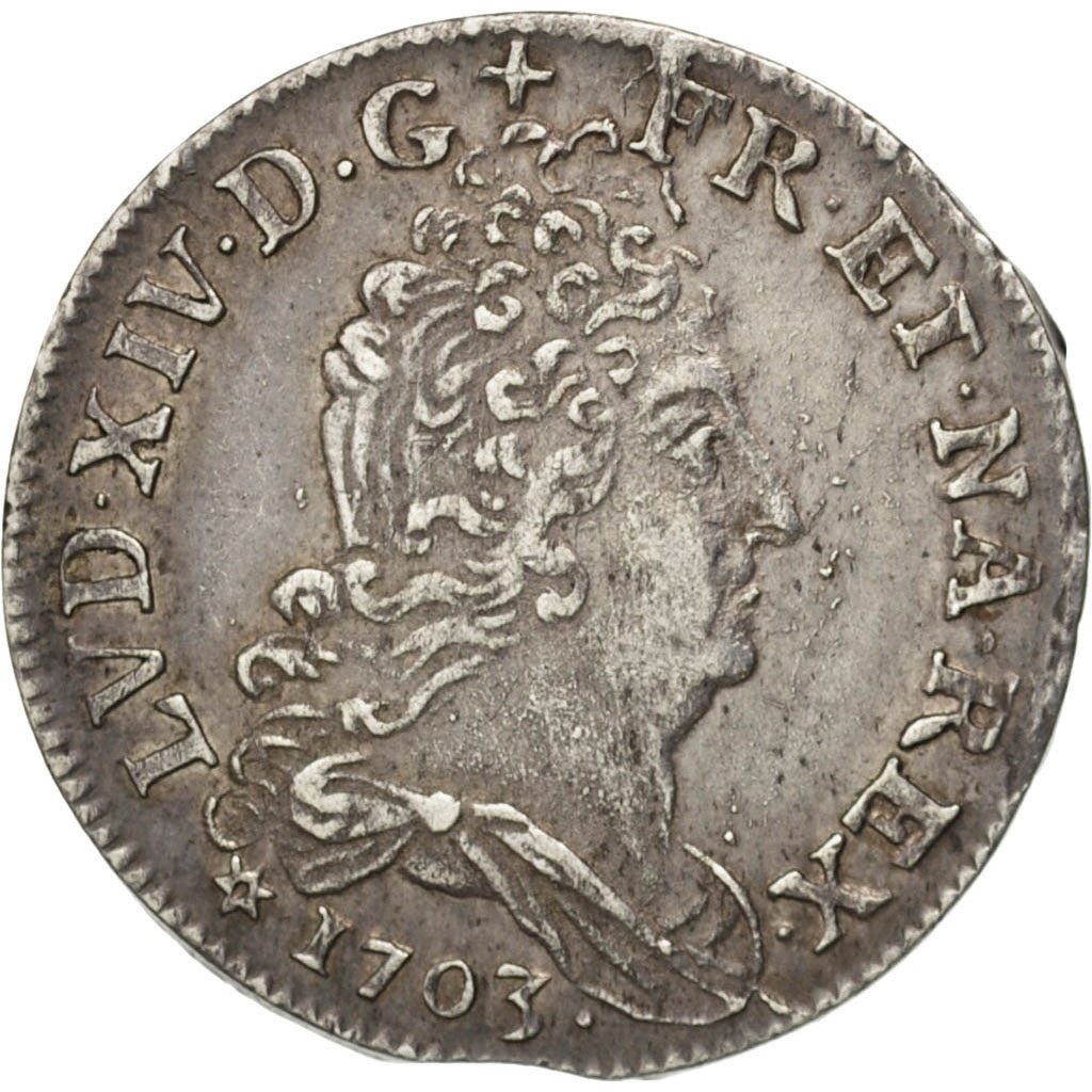 Moneda, Francia, Louis XIV, 11 Sols aux couronnes de Strasbourg, 10 Sols-1/8