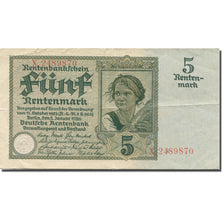 Geldschein, Deutschland, 5 Rentenmark, 1925-1926, 1926-01-02, KM:169, SS+