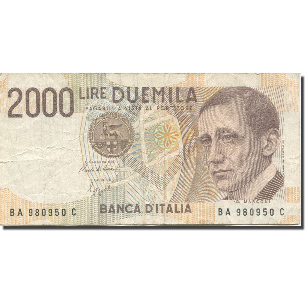 Billete, 2000 Lire, 1990, Italia, KM:115, MBC