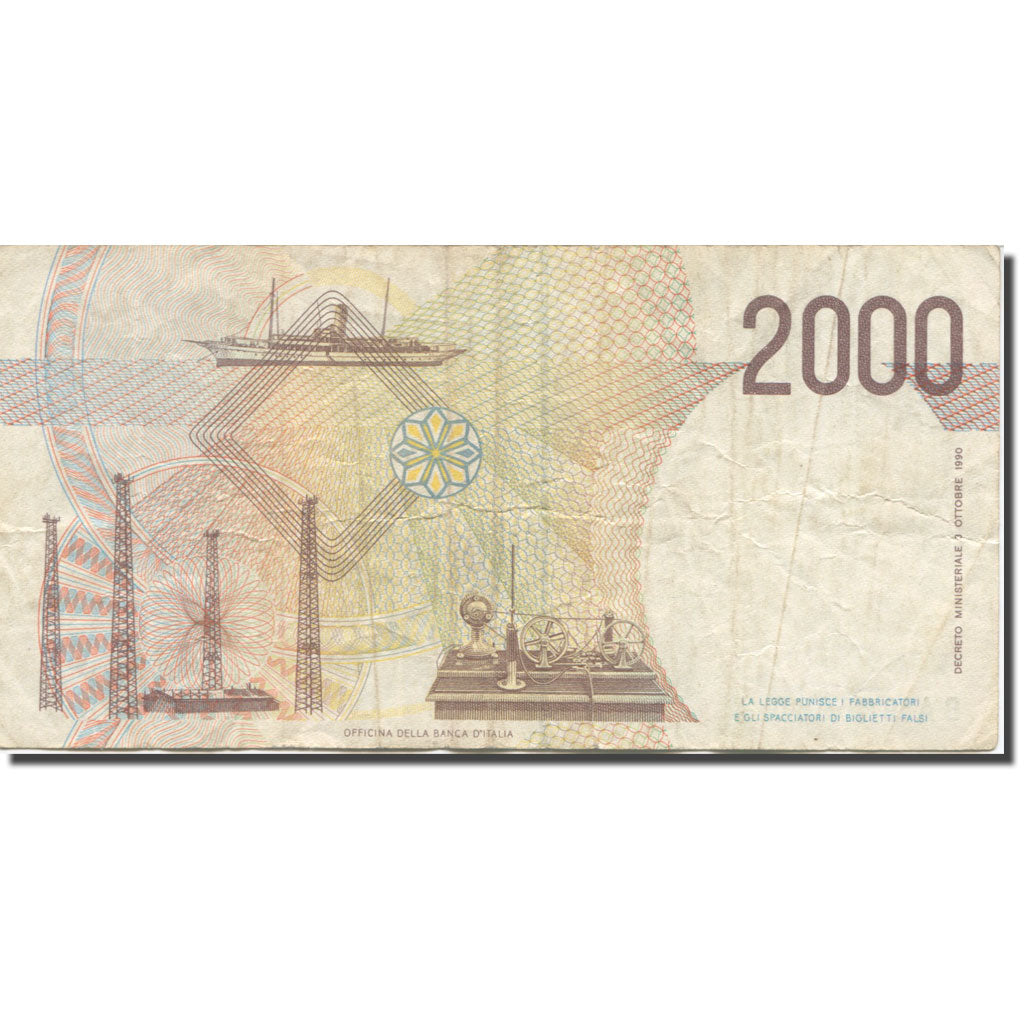 Billete, 2000 Lire, 1990, Italia, KM:115, MBC