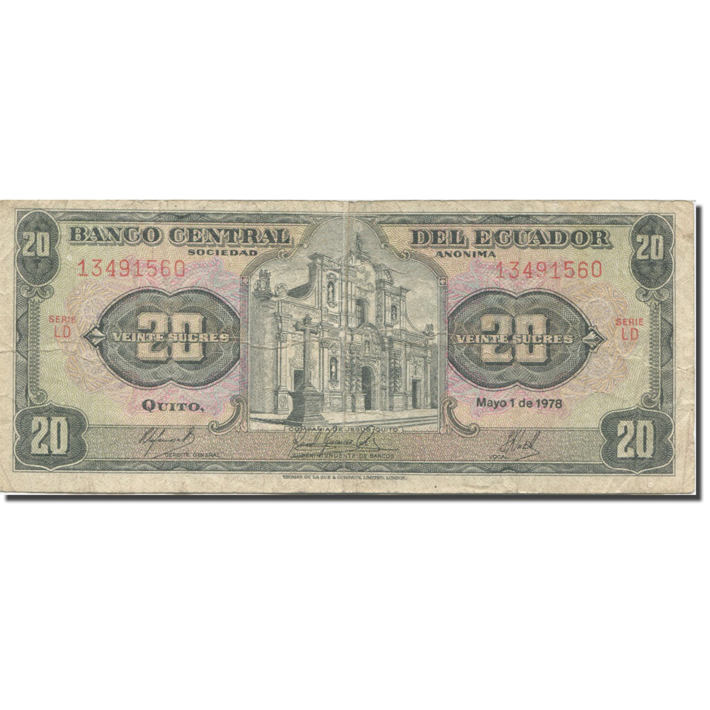 Banknote, Ecuador, 20 Sucres, 1978, 1978-05-01, KM:115b, VF(20-25)