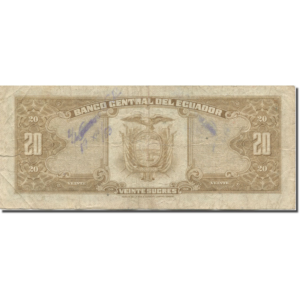 Banknote, Ecuador, 20 Sucres, 1978, 1978-05-01, KM:115b, VF(20-25)