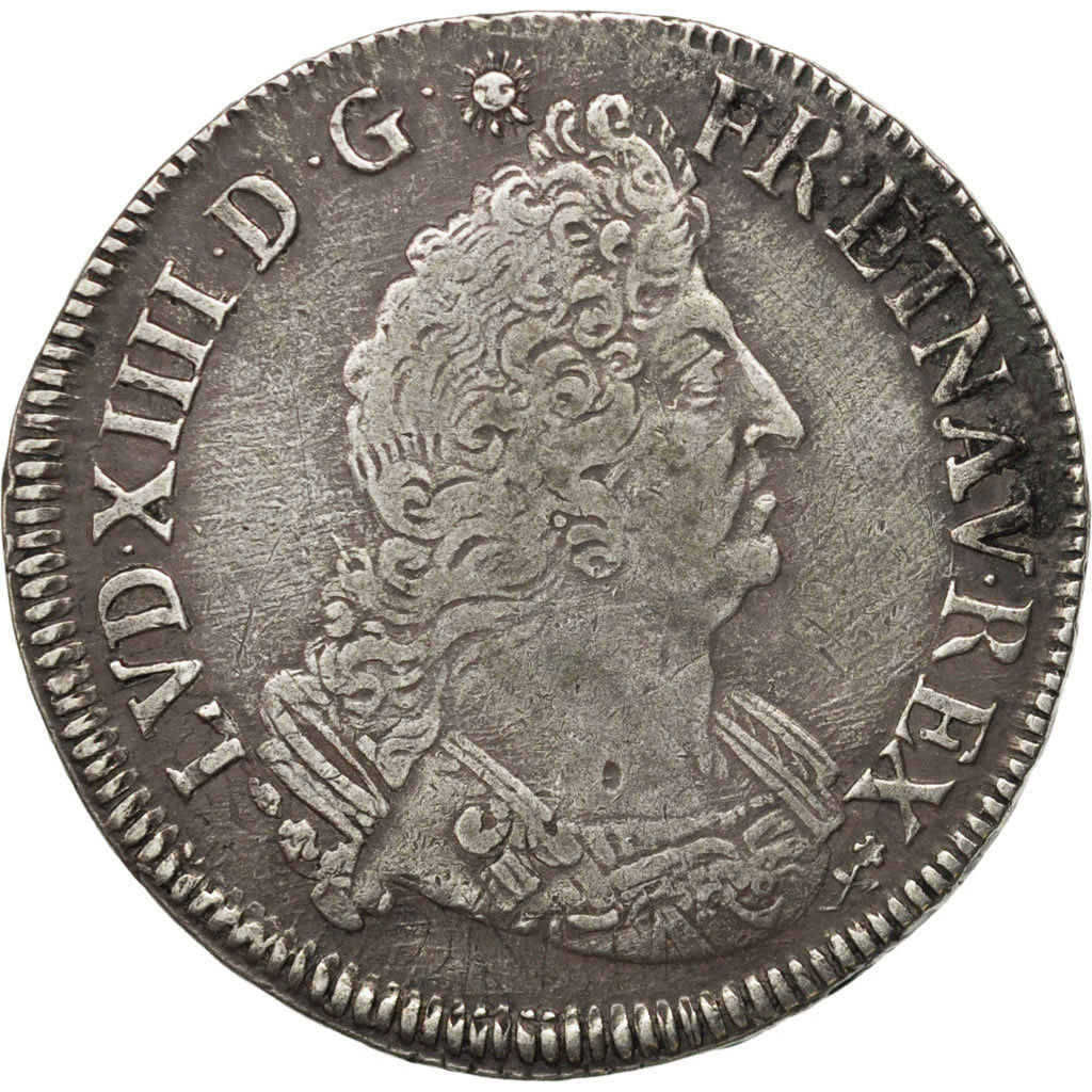 Monnaie, France, Louis XIV, 1/2 Écu aux palmes, 1/2 Ecu, 1695, Bordeaux, TTB