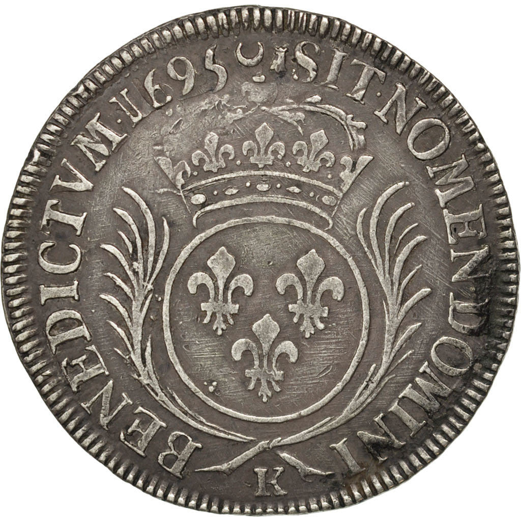 Monnaie, France, Louis XIV, 1/2 Écu aux palmes, 1/2 Ecu, 1695, Bordeaux, TTB