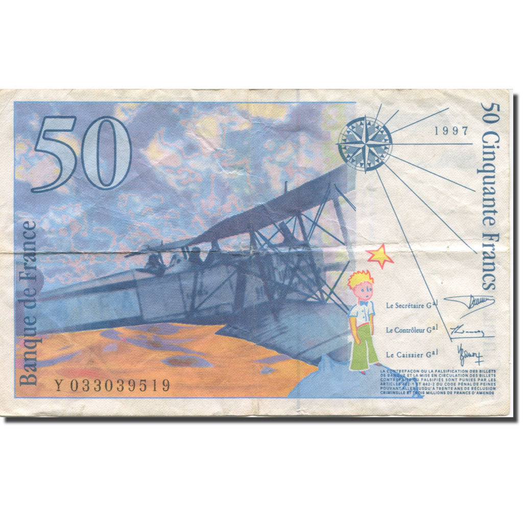 France, 50 Francs, St Exupéry, 1997, EF(40-45), KM:157Ad
