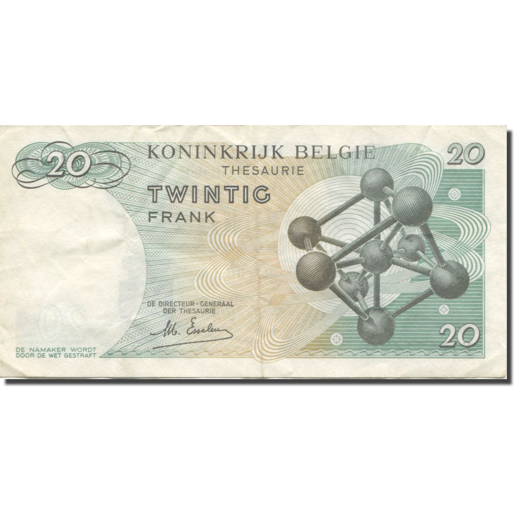 Banknote, Belgium, 20 Francs, 1964, 1964-06-15, KM:138, AU(55-58)