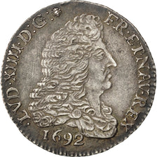 FRANCE, 1/4 Ecu, 1692, Bordeaux, AU(50-53), Silver, 6.65