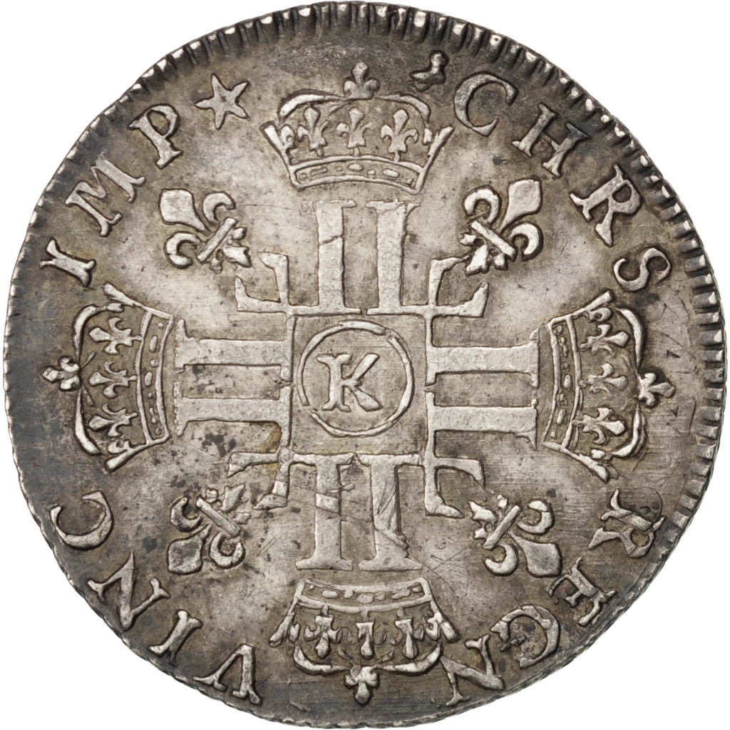 FRANCE, 1/4 Ecu, 1692, Bordeaux, AU(50-53), Silver, 6.65
