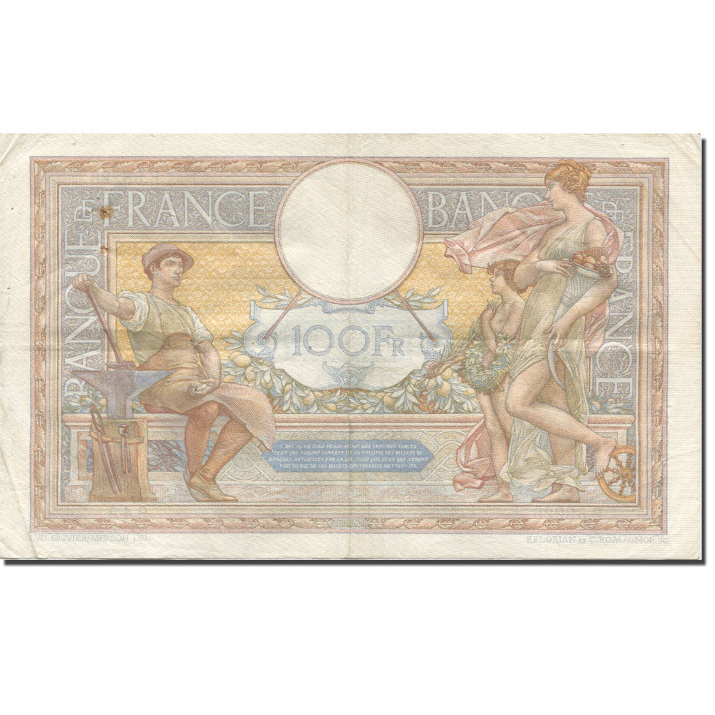 França, 100 Francs, Luc Olivier Merson, 1938, 1938-03-17, EF(40-45)
