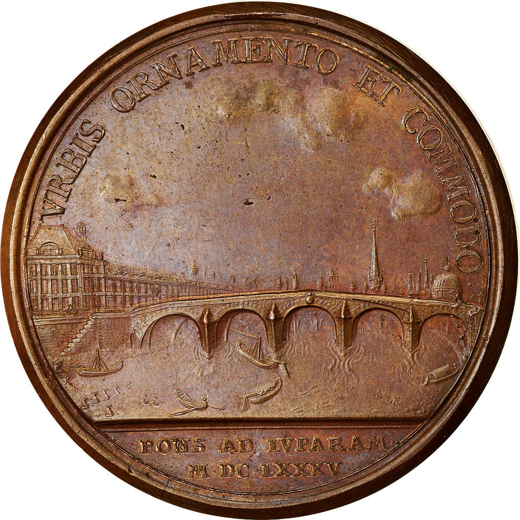France, Medal, Louis XIV, Le Pont Royal à Paris, History, 1685, Mauger