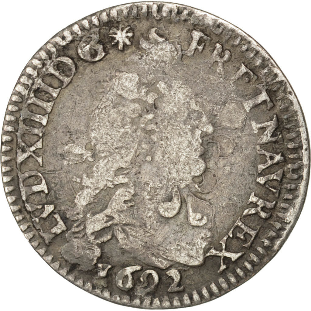FRANCE, 4 Sols aux 2 L, 4 Sols 2 Deniers, 1692, Paris, KM #281.1, VF(20-25),...