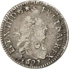 FRANCE, 4 Sols aux 2 L, 4 Sols 2 Deniers, 1692, Paris, KM #281.1, VF(20-25),...