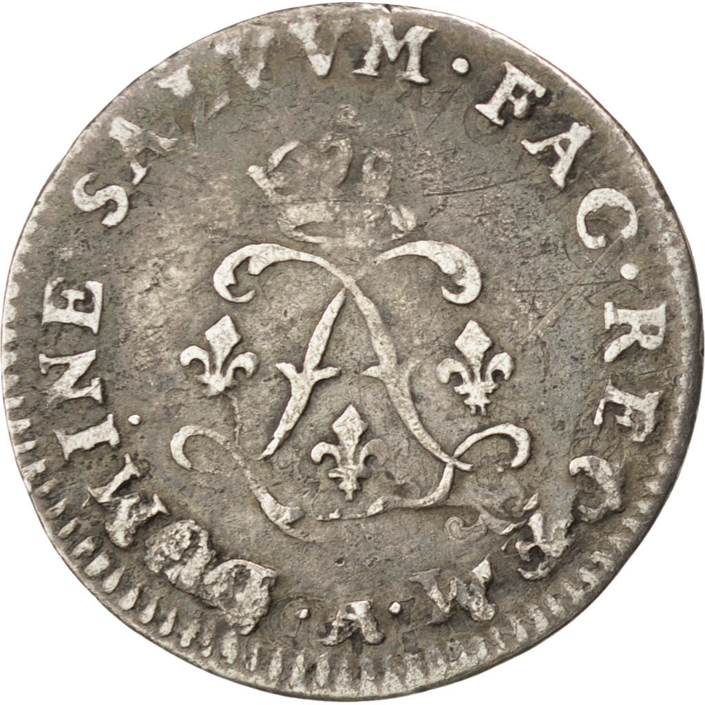 FRANCE, 4 Sols aux 2 L, 4 Sols 2 Deniers, 1692, Paris, KM #281.1, VF(20-25),...