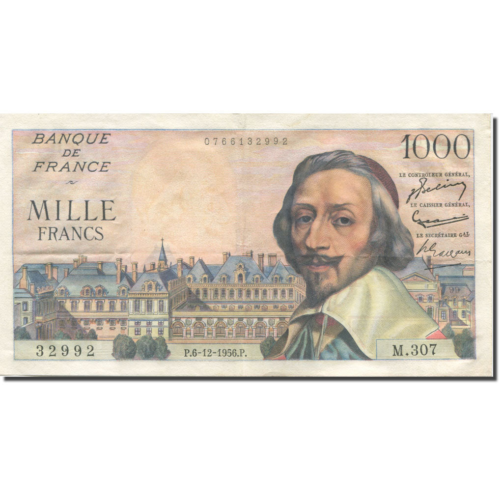 Francja, 1000 Francs, Richelieu, 1956, 1956-12-06, AU(55-58), Fayette:42.24