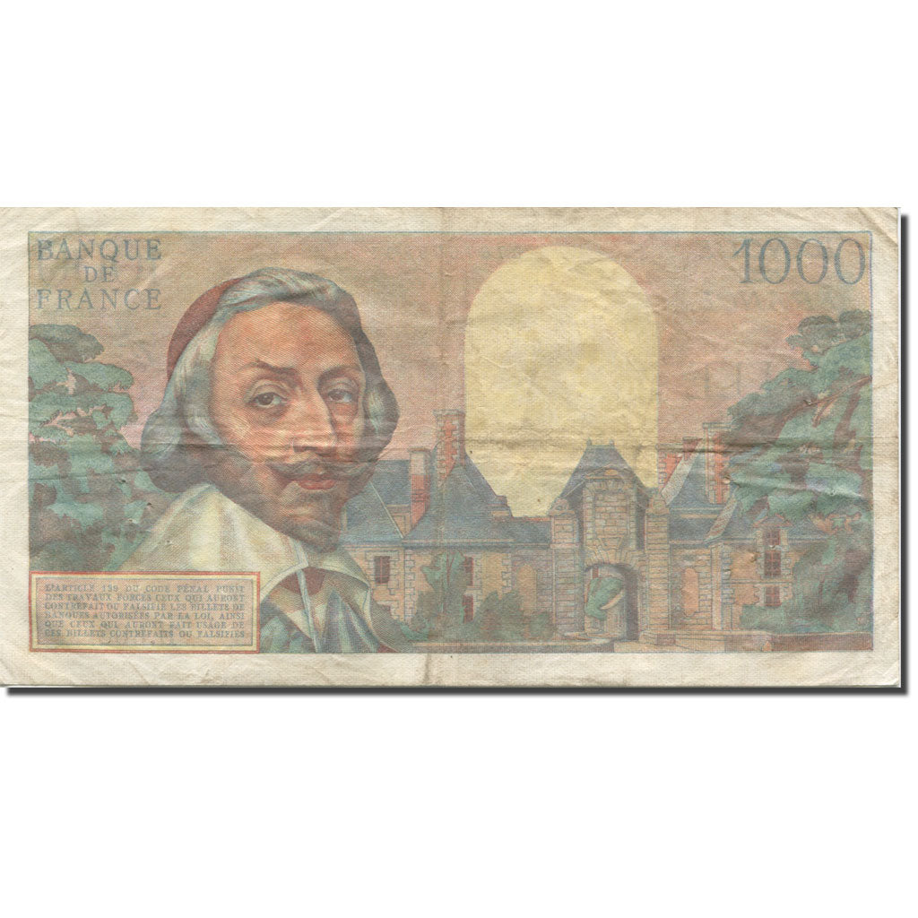Francia, 1000 Francs, Richelieu, 1956, 1956-12-06, BB, Fayette:42.24, KM:134a