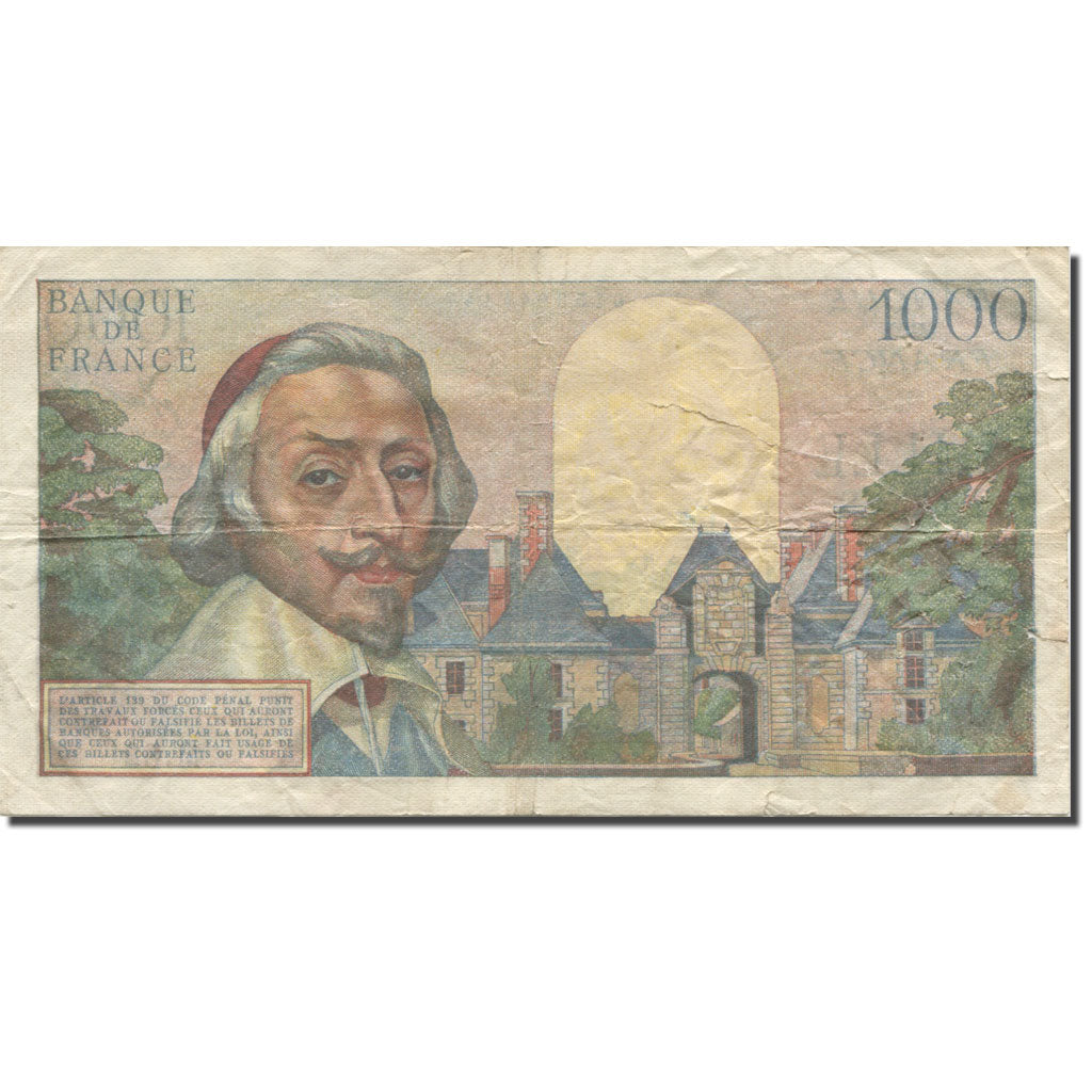 Frankrijk, 1000 Francs, Richelieu, 1954, 1954-09-02, TB, Fayette:42.7, KM:134a
