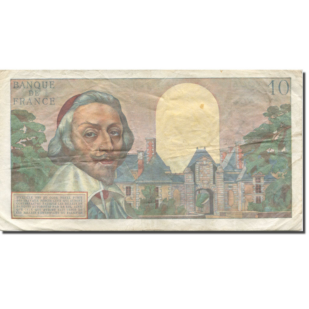 France, 10 Nouveaux Francs, Richelieu, 1959 EF(40-45) Fayette:57.3