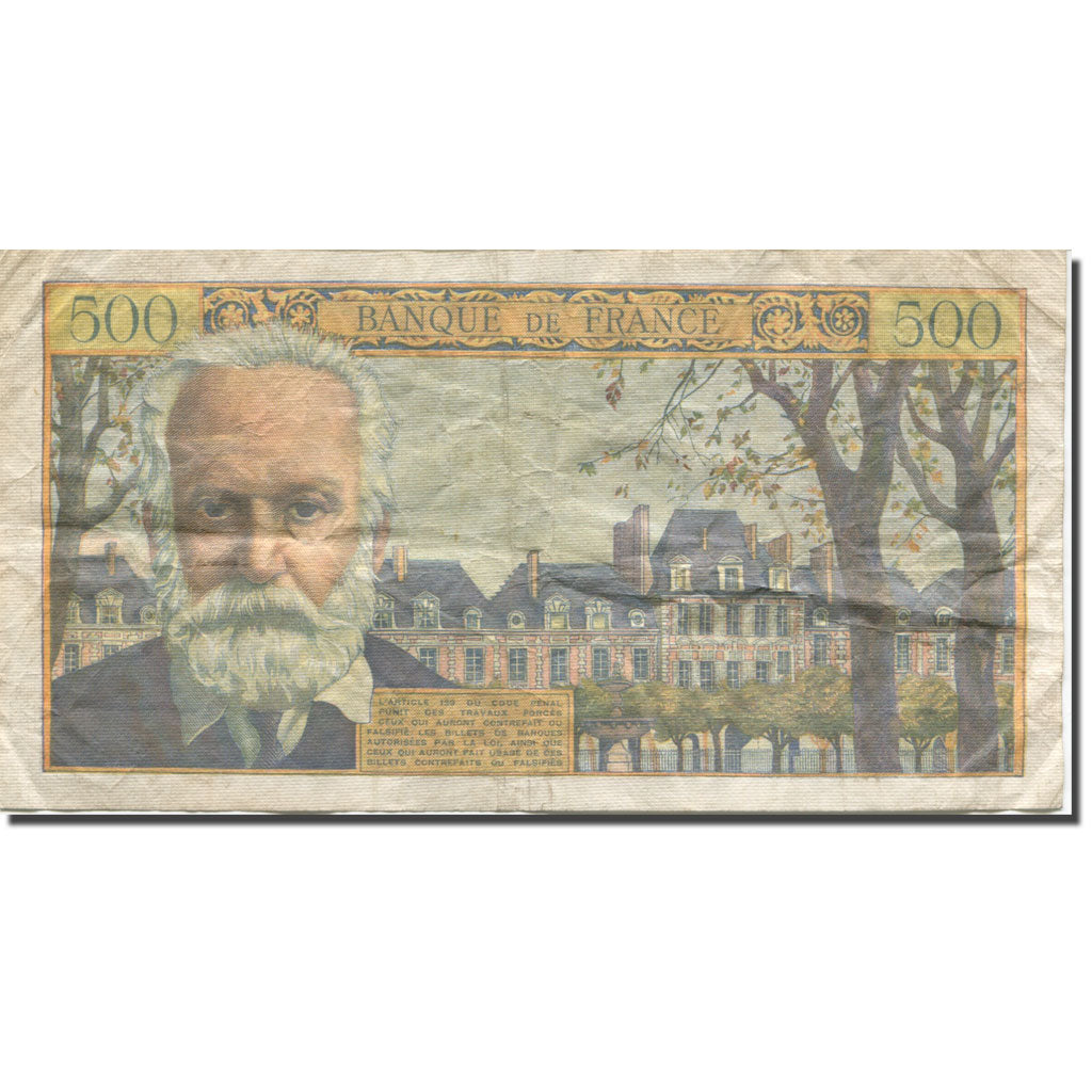 França, 500 Francs, Victor Hugo, 1954, 1954-09-02, VF(20-25), Fayette:35.3