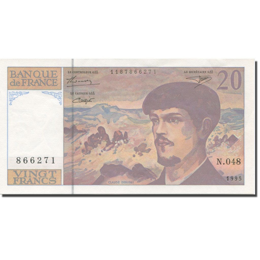 France, 20 Francs, Debussy, 1995, UNC(64), Fayette:66ter.1, KM:151h