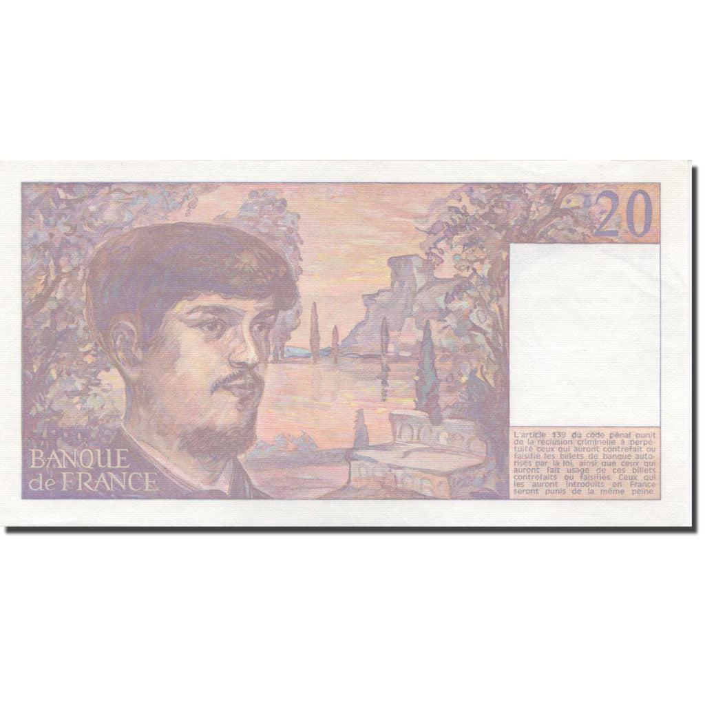 France, 20 Francs, Debussy, 1988, UNC(65-70), Fayette:66.9, KM:151c