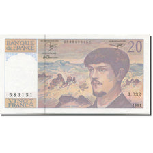 Frankrijk, 20 Francs, Debussy, 1991, NIEUW, Fayette:66Bis.2, KM:151e