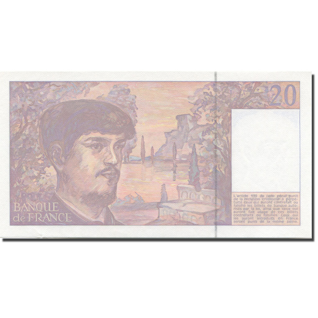France, 20 Francs, Debussy, 1991, UNC(65-70), Fayette:66Bis.2, KM:151e