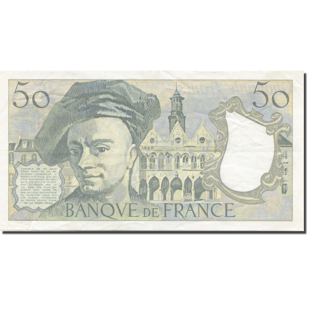 France, 50 Francs, Quentin de La Tour, 1984, AU(55-58), Fayette:67.10, KM:152b