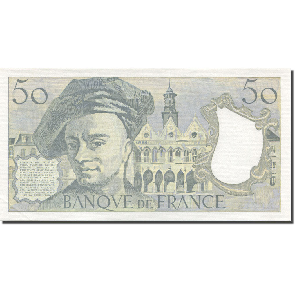 França, 50 Francs, Quentin de La Tour, 1988, AU(55-58), Fayette:67.14, KM:152d