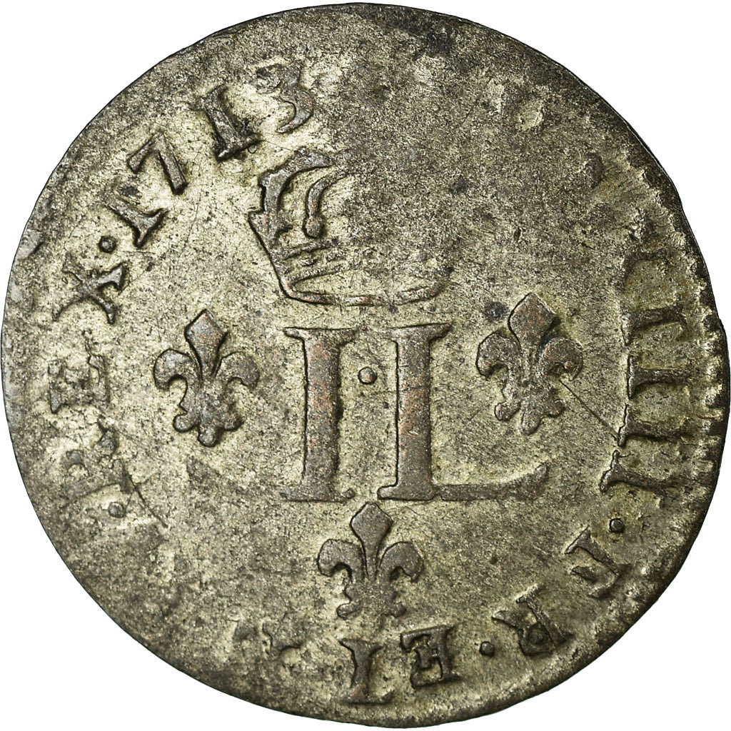 Moneda, Francia, Louis XIV, XV Deniers (pièce de), 15 Deniers, 1713, Metz, BC+