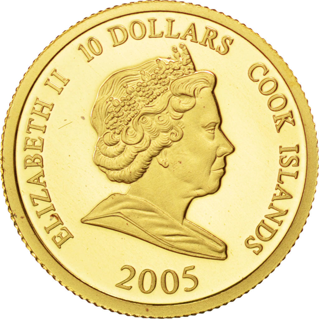 COOK ISLANDS, 10 Dollars, 2005, KM #1176, MS(65-70), Gold, 1.24