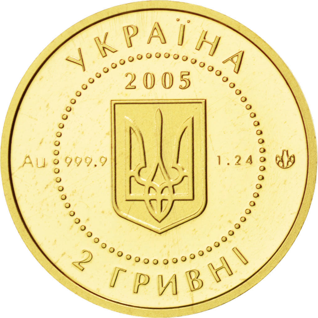 UKRAINE, 2 Hryvni, 2005, National Bank Mint, KM #351, MS(65-70), Gold, 13.9,...