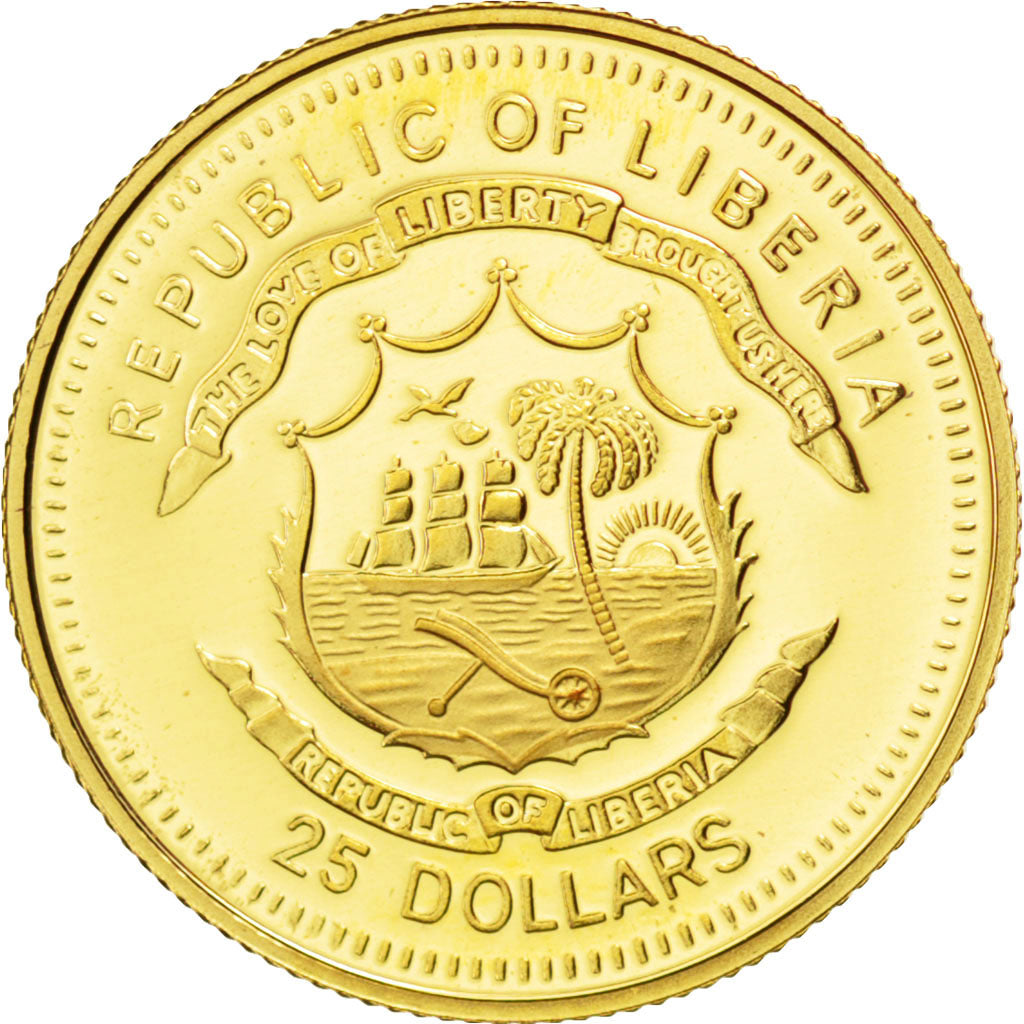 Liberia, 25 Dollars, 2005, MS(65-70), Gold, 1.24