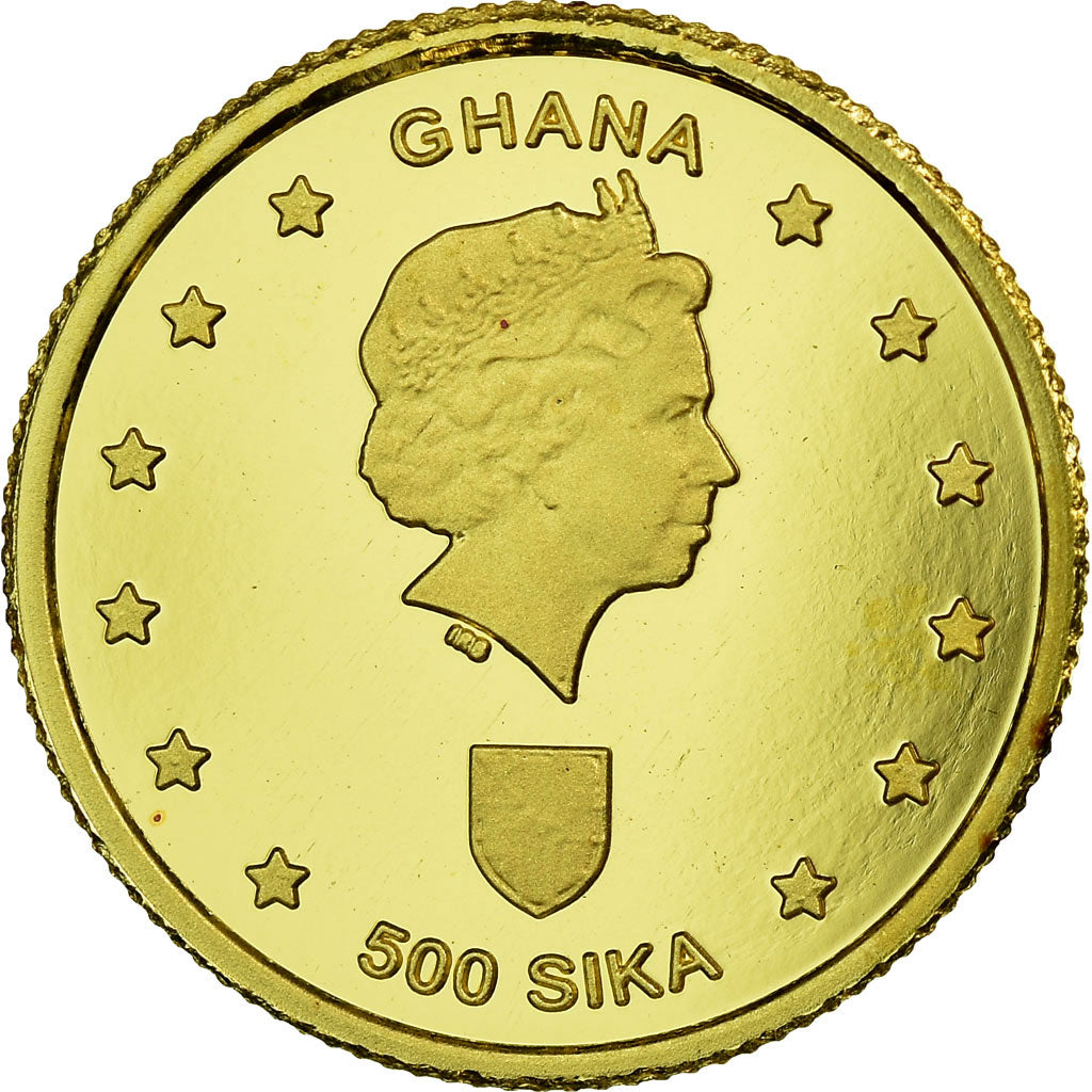 Coin, Ghana, 500 Sika, 2002, MS(65-70), Gold
