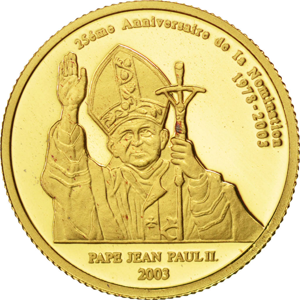 CONGO, DEMOCRATIC REPUBLIC, 20 Francs, 2003, KM #136, MS(65-70), Gold, 13.92,...