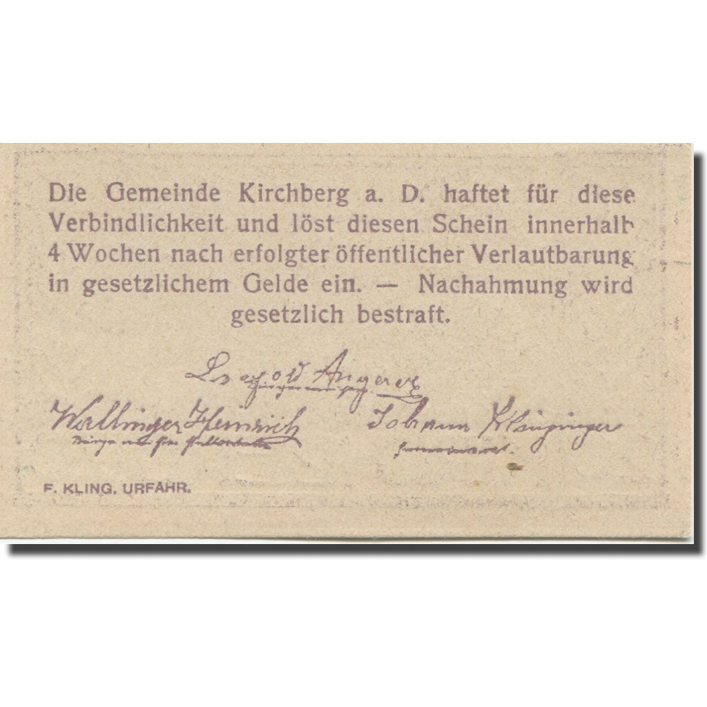 Banknote, Austria, Kirchberg, 20 Heller, train, 1920, UNC(65-70), Mehl:FS 441b