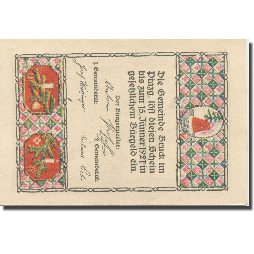 Banknote, Austria, Bruck, 40 Heller, personnage, 1921 UNC(63) Mehl:FS 107IIIa