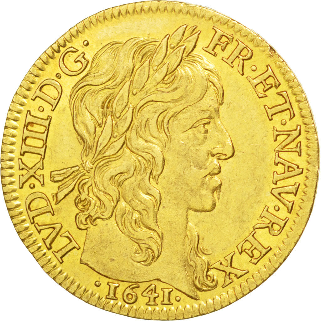 FRANCE, Louis d'or, Louis D'or, 1641, Paris, KM #104, AU(55-58), Gold, 6.74