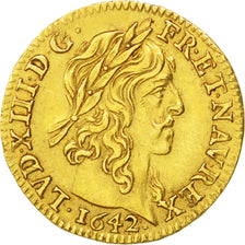 FRANCE, 1/2 Louis d'or, 1/2 Louis D'or, 1642, Paris, KM #101, AU(50-53), Gold,..